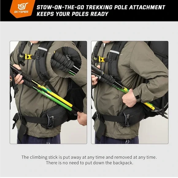 BRAND NEW SKYSPER HIKING BACKPACK BLUE LIGHT WEIGHT WATERPROOF 50L/60L UNISEX - Picture 6 of 6